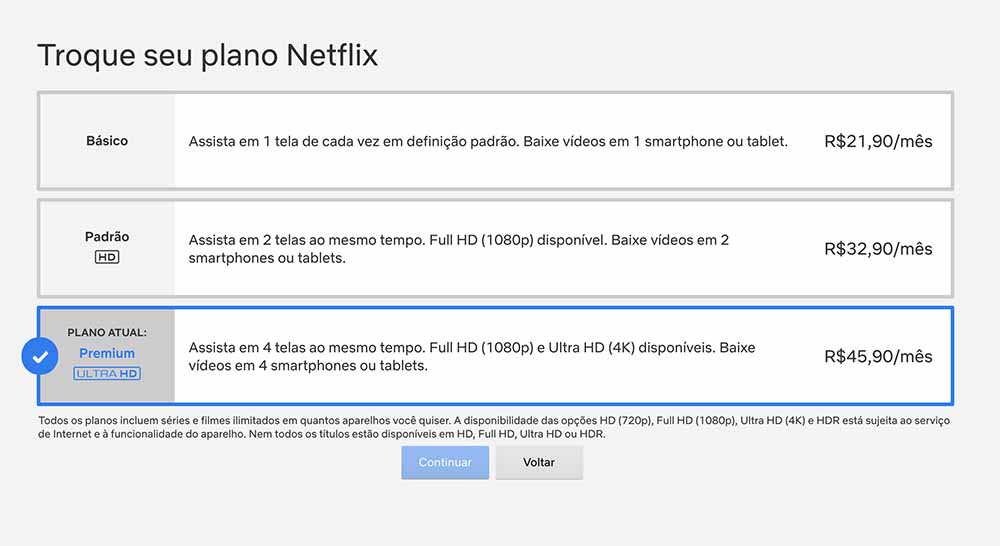 Como mudar seu plano da Netflix